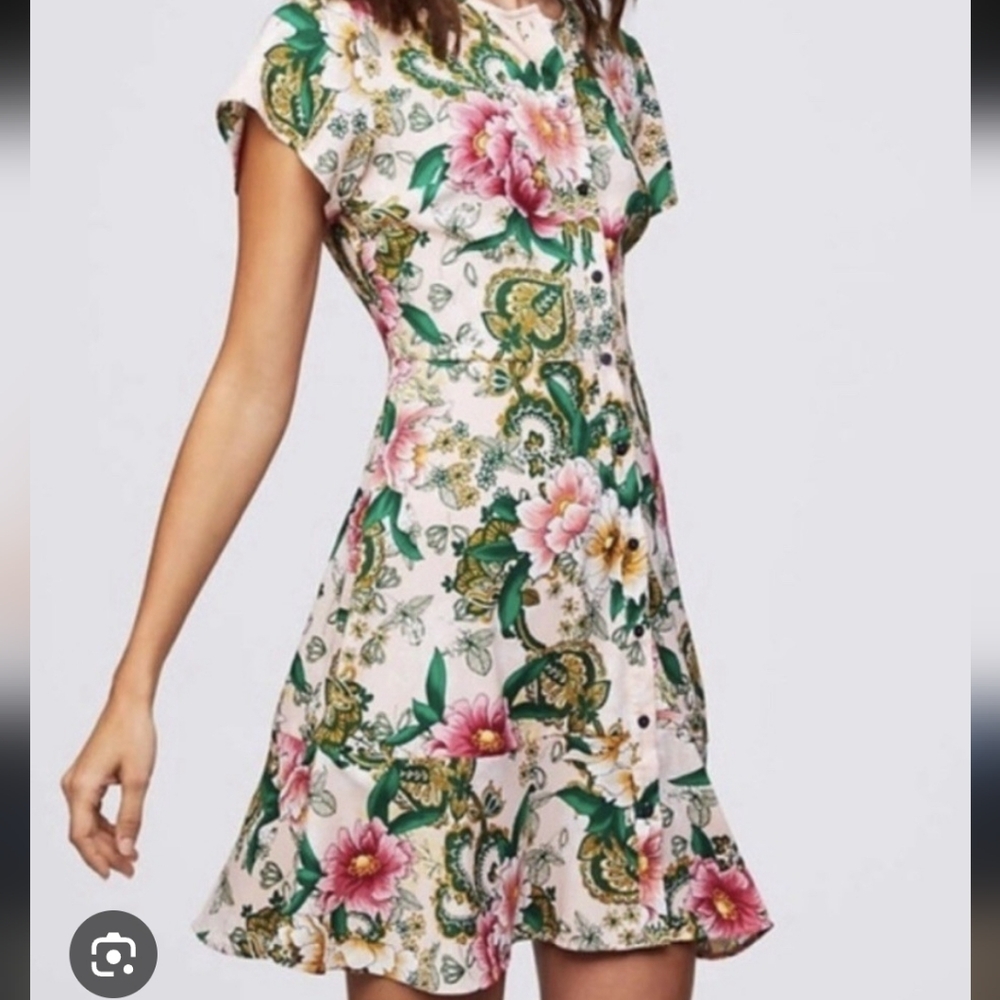 Loft floral fit and flare button downdress